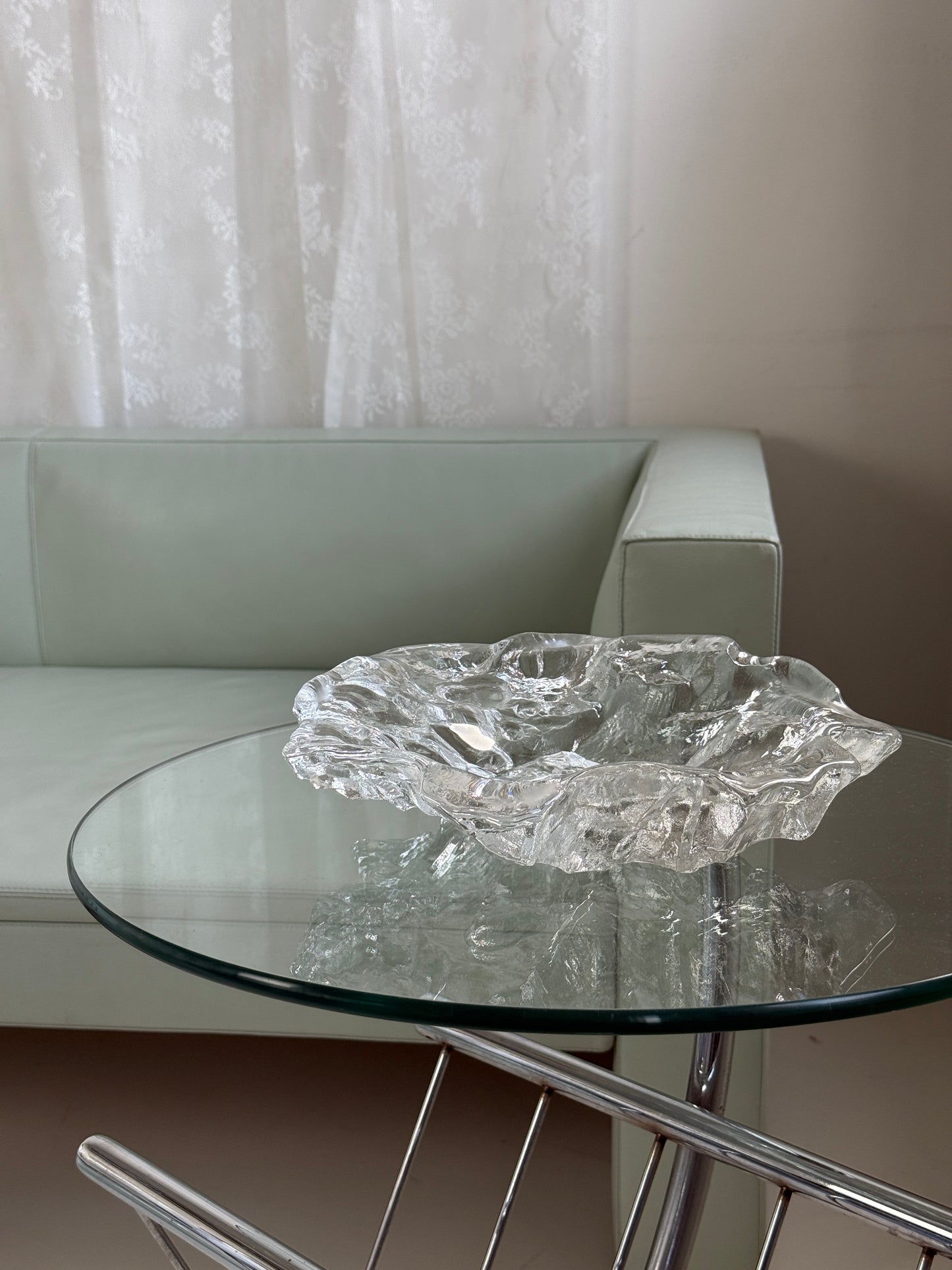 Skulpturel, massiv glasskål - large udgave