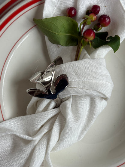 Servietringe med bladform, 4 stk.