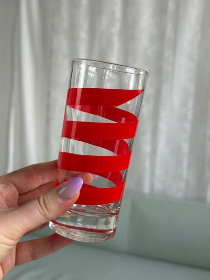 Retro drikkeglas med røde striber, 4 stk.