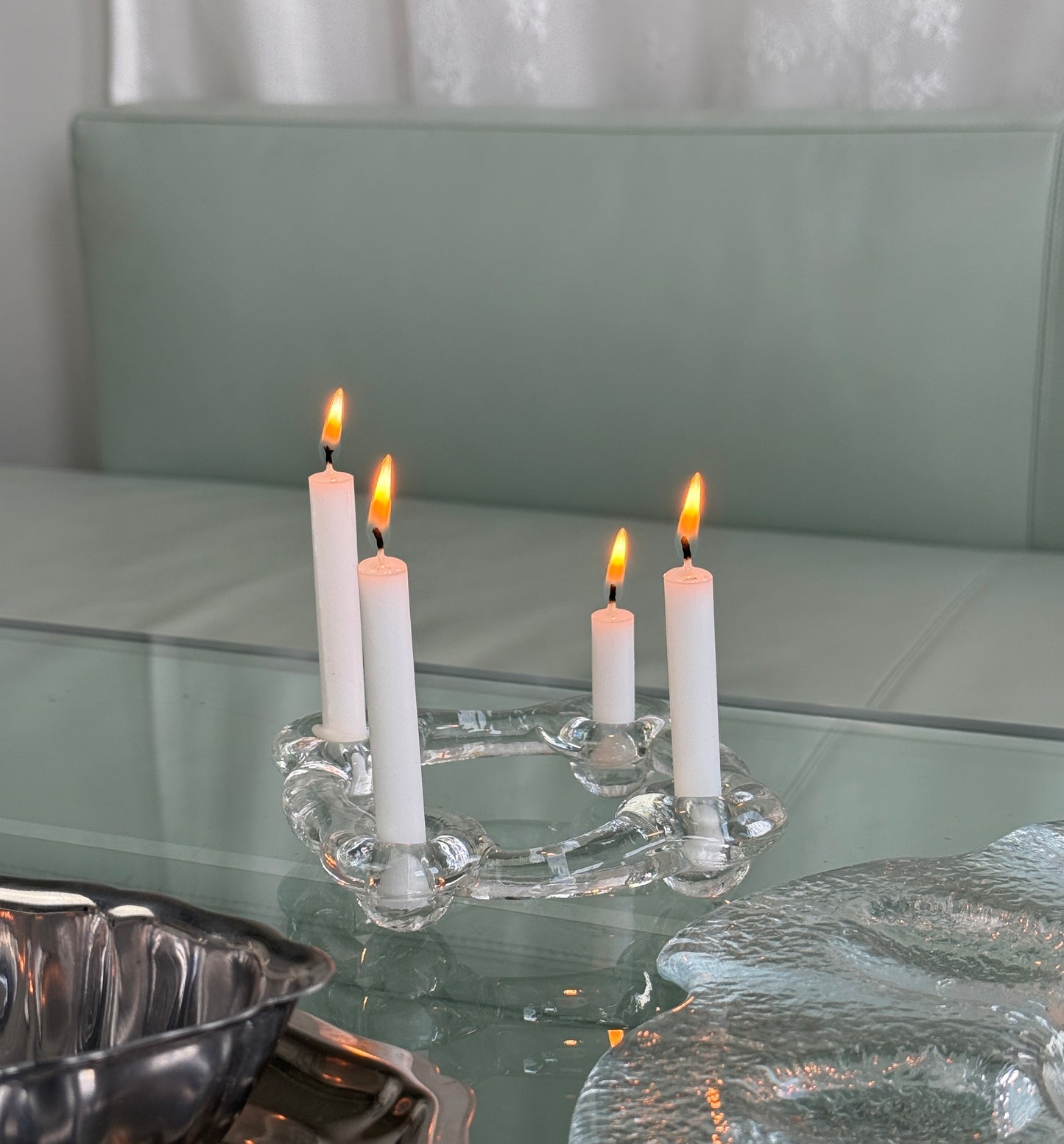 Pukeberg lysestage i glas, svensk design