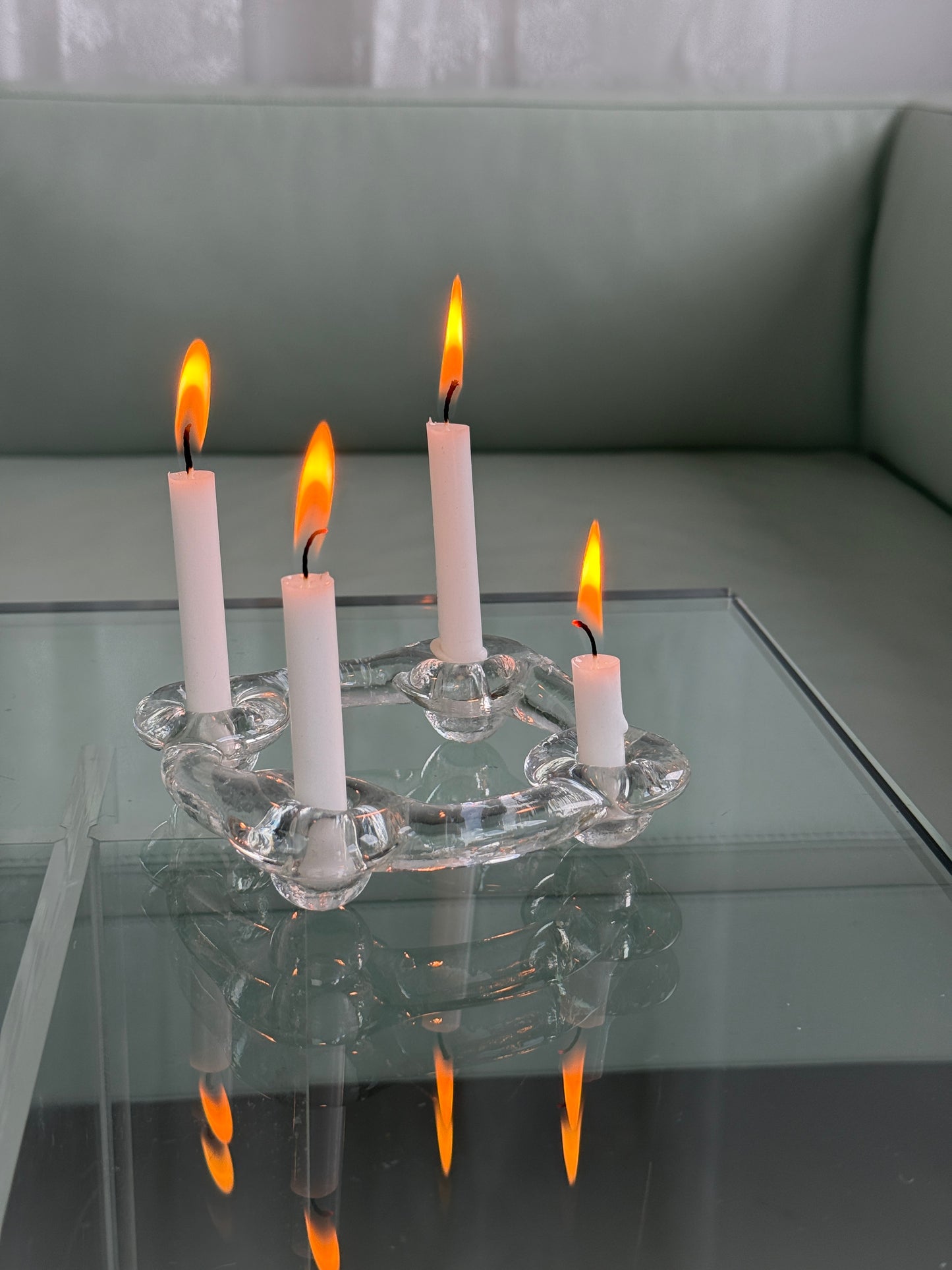 Pukeberg lysestage i glas, svensk design