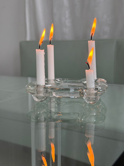 Pukeberg lysestage i glas, svensk design