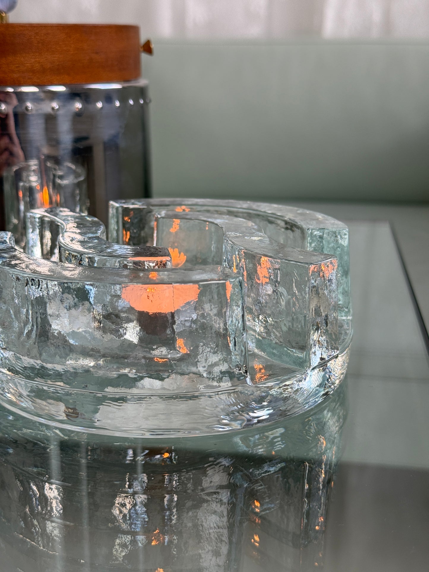 Glas lysholder / varmer, skulpturelt design