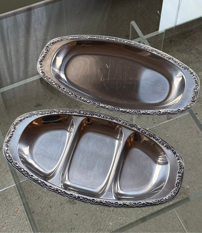 Serveringsfade i rustfrit stål, sæt med 3 stk.