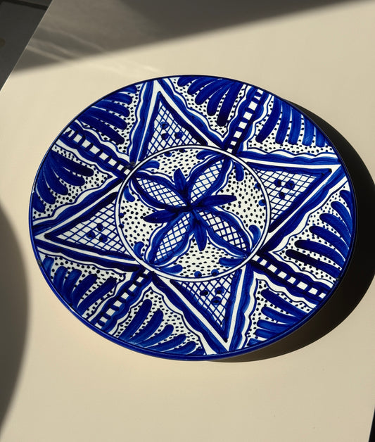 Spansk håndmalet keramikfad - tallerkenophæng