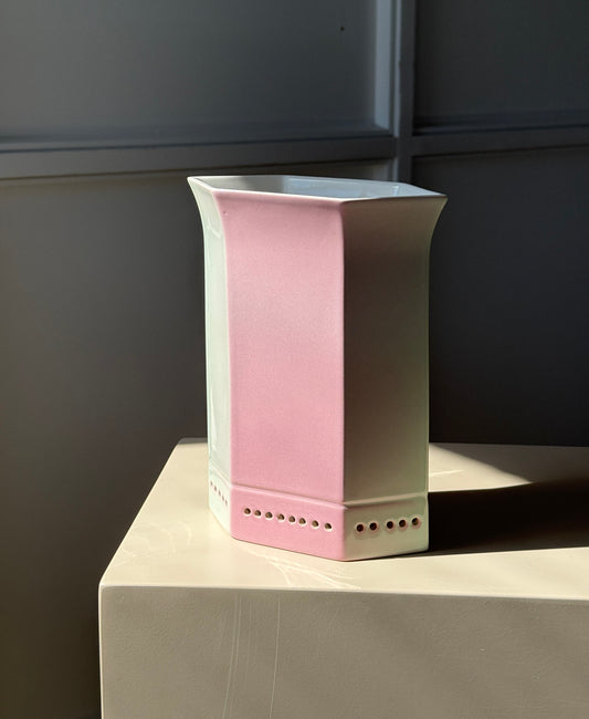 Keramiklampe i rosa/beige farve
