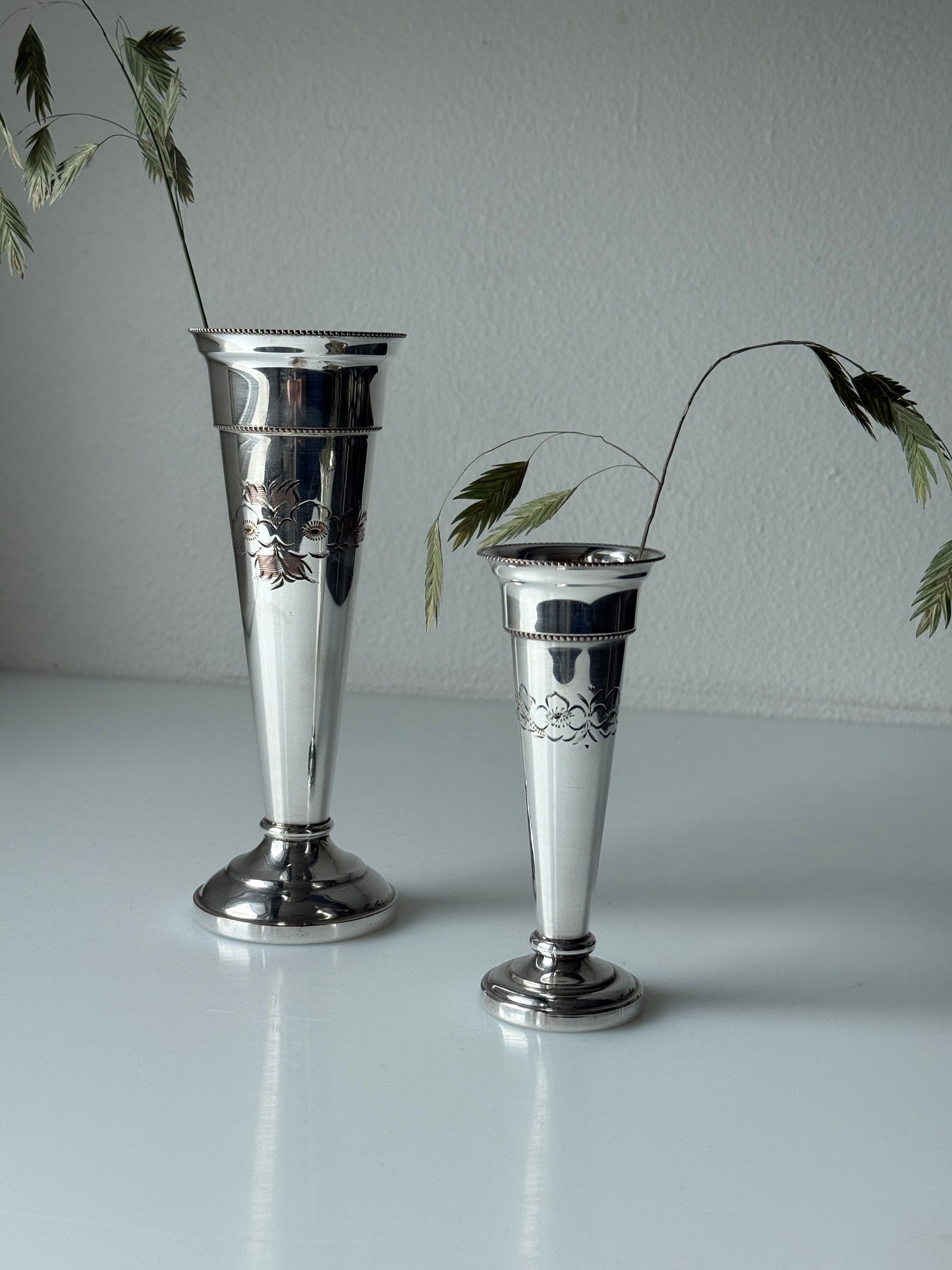 Trompetvase, sølvbelagt