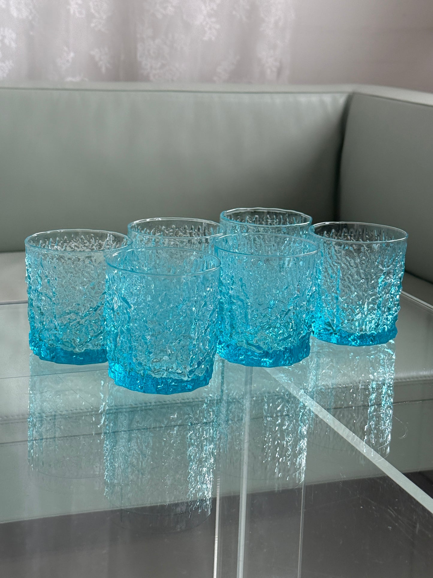 Turkise strukturglas, highball & whiskeyglas
