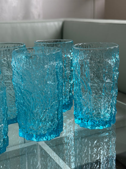 Turkise strukturglas, highball & whiskeyglas