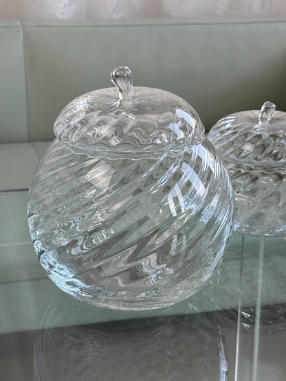 Mundblæste bonbonnierer i klar glas
