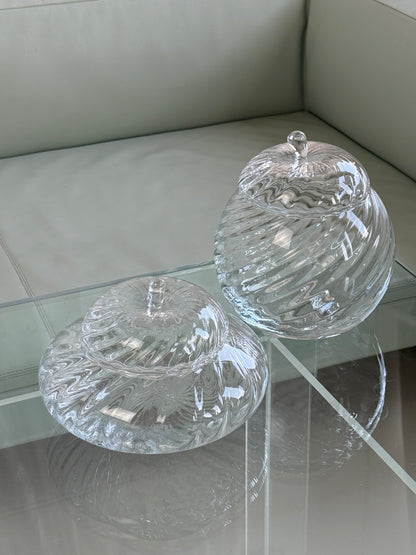 Mundblæste bonbonnierer i klar glas