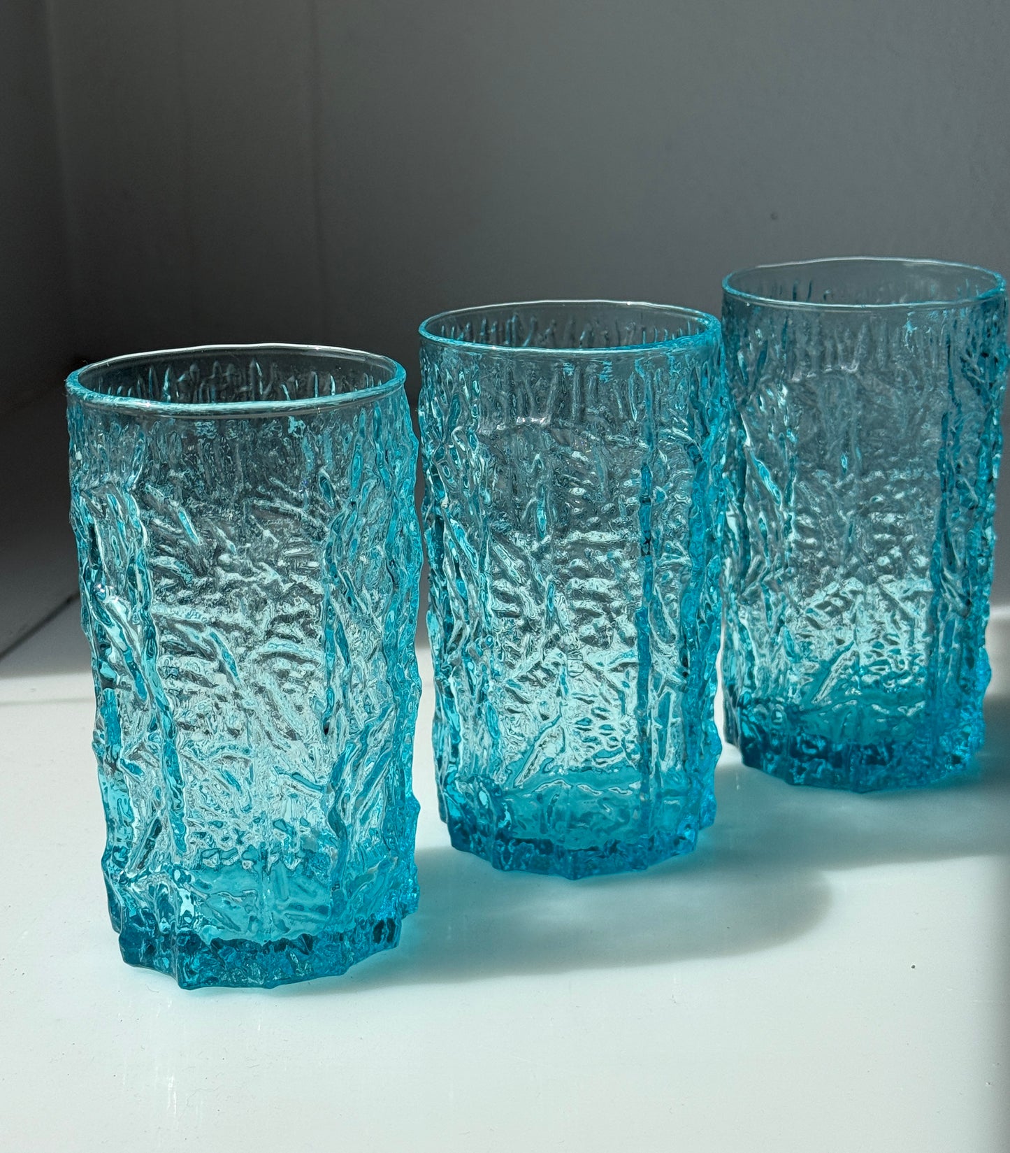 Turkise strukturglas, highball & whiskeyglas