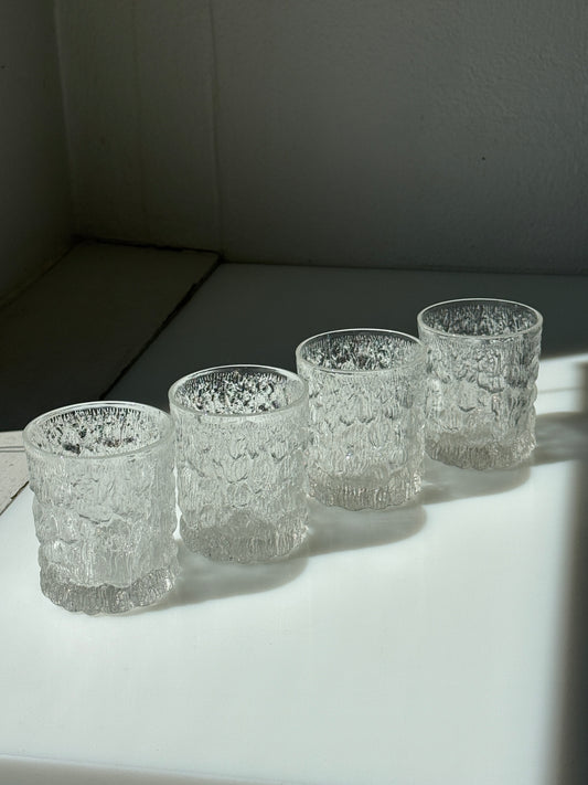 Vintage “Ice Bark” vandglas i strukturglas, fra 1970’erne