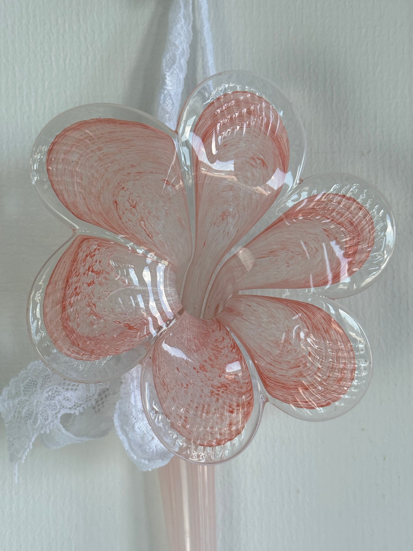 Murano glasblomst i rosa nuancer