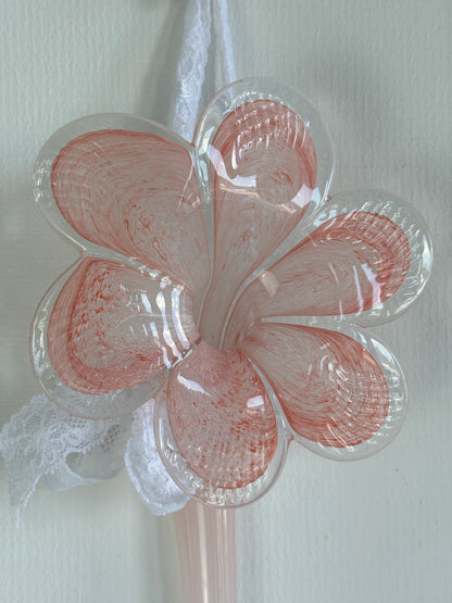 Murano glasblomst i rosa nuancer