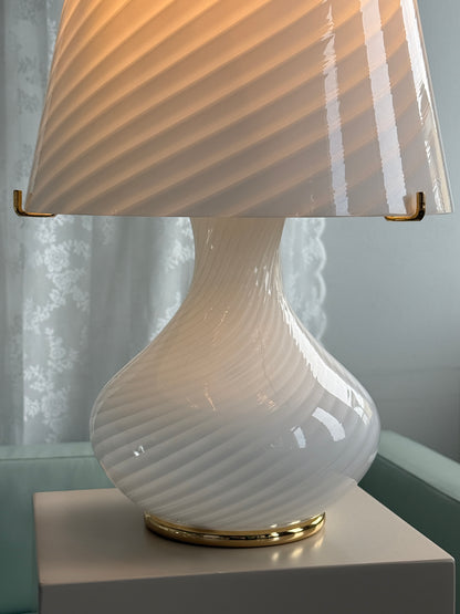 Stor Murano bordlampe i hvidt, swirl glas – XXL