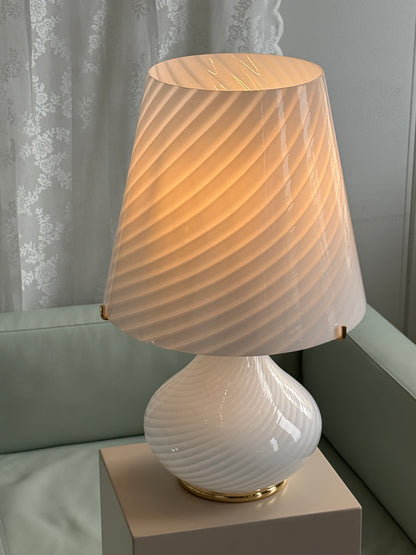 Stor Murano bordlampe i hvidt, swirl glas – XXL