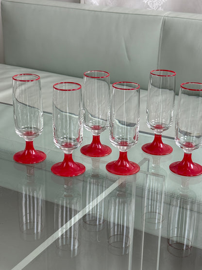 Røde champagneglas – sæt med 6 stk.