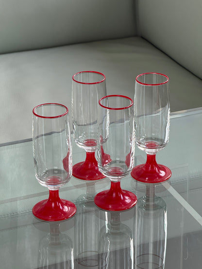 Røde champagneglas – sæt med 6 stk.