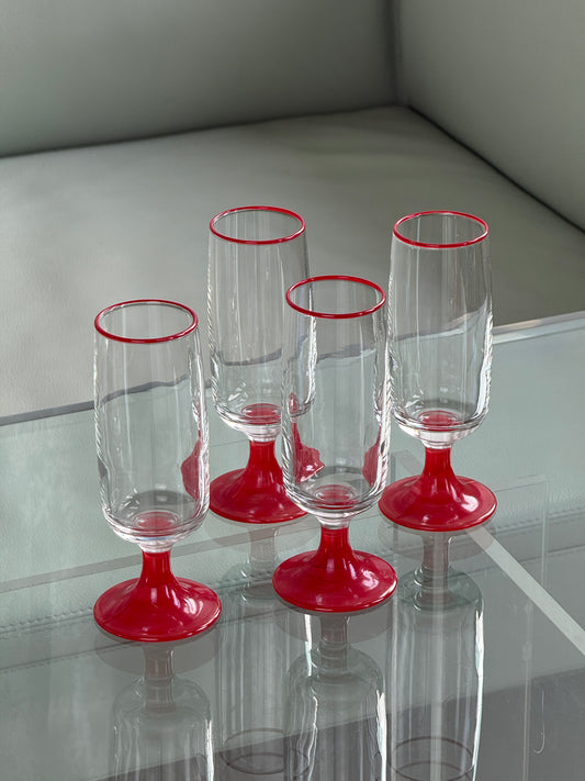 Røde champagneglas – sæt med 6 stk.