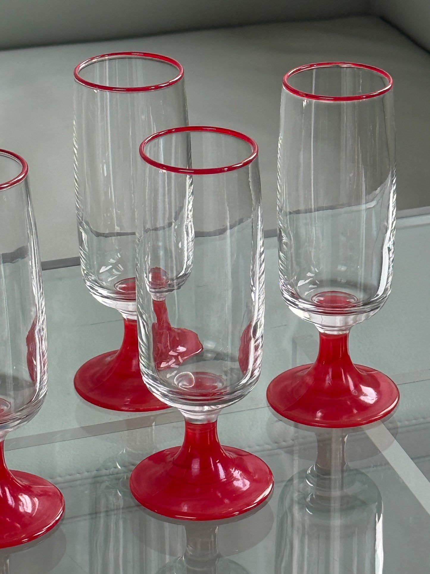 Røde champagneglas – sæt med 6 stk.