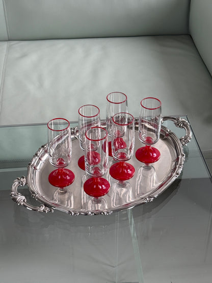 Røde champagneglas – sæt med 6 stk.