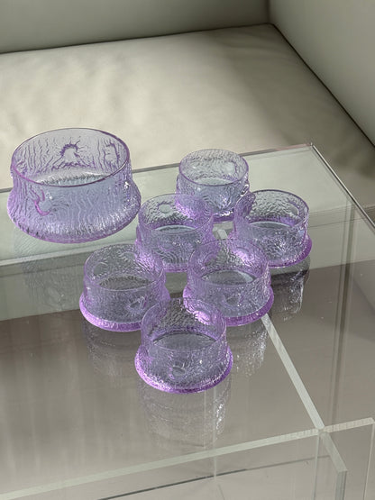 Elegant glassæt i lilla nuance med struktur – 7 dele