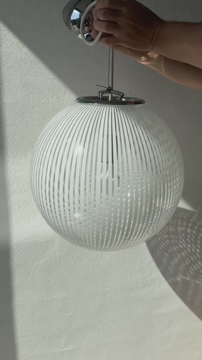 Rund vintage Murano lampe, hvid swirl
