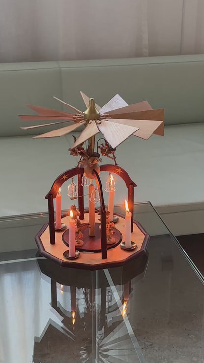 Vintage Erzgebirge julekarrusel m. englekor og klokker