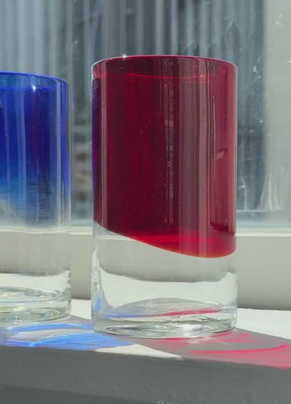 Farvet, mundblæste glas