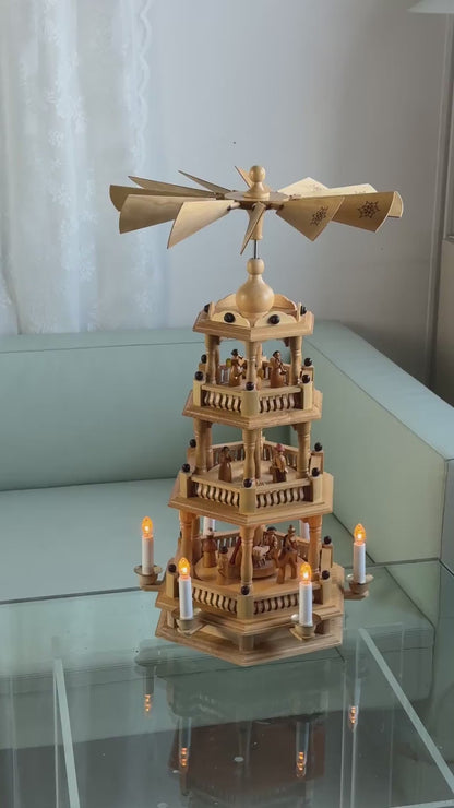 Original Erzgebirge julepyramide med elektriske lys - 60 cm
